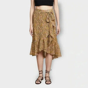 Rebecca Minkoff Selena Skirt Yellow Multi Sz S